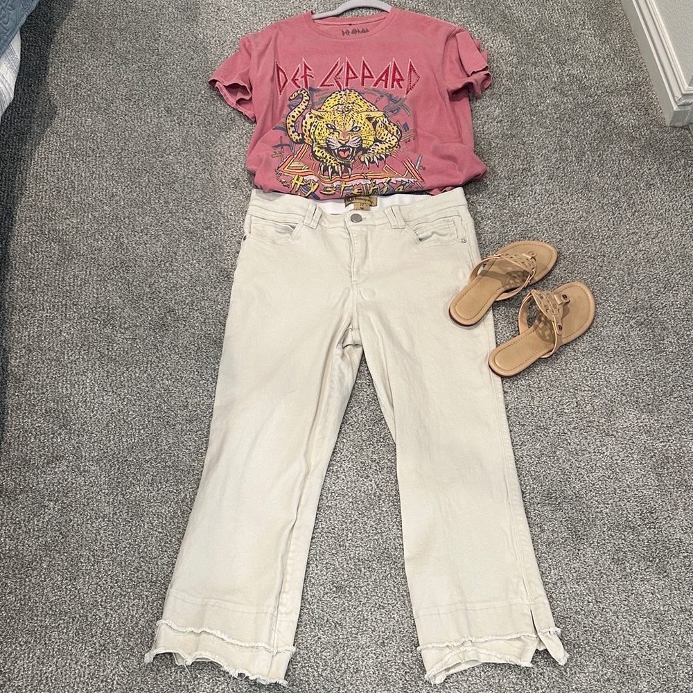 Democracy beige Cropped Wide-Leg Jeans